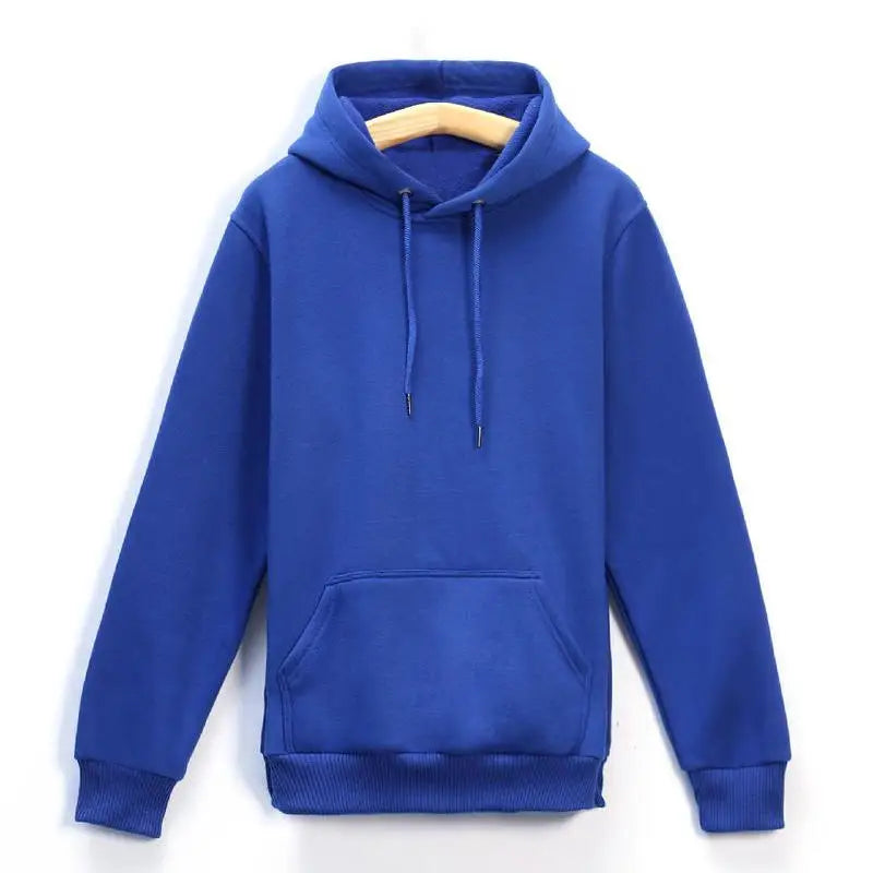 Customized LOGO Sweatshirt Warm Drawstring Men Hoodie for Daily Wear Autumn Winter Solid Color Ribbed Cuff for Daily Wear