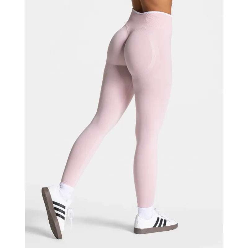 New Women's Color Blocking Yoga Leggings Seamless Knited Tights High