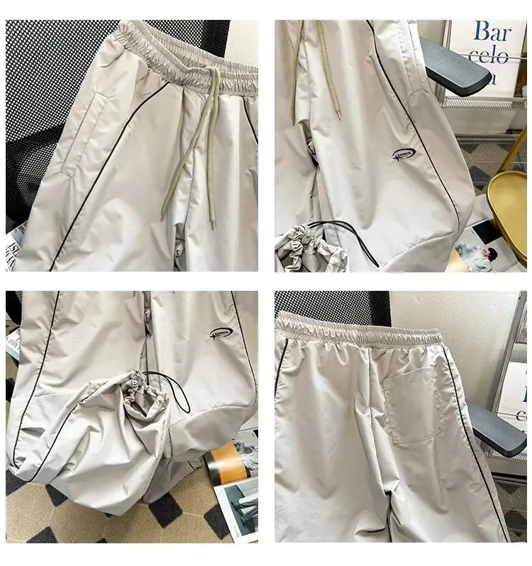 American Oversized Men's Casual Track Baggy Cargo Pants Wide Leg Streetwear Sweatpants Techwear Korean Y2K Pants Clothes Men