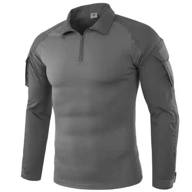 Men'sOutdoor Tactical Hiking T-Shirt, Combat Military CP Camouflage Long-Sleeved Hunting Mountaineering Shirt, Cotton Sportswear