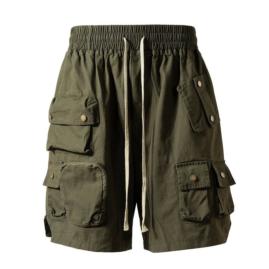 Hip Hop Y2K Streetwear Cargo Shorts Multi Pockets Tactical Fashion Man Shorts Techwear Harajuku Summer Casual Short Pants