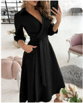 Women Print Dress Sexy V-Neck Bat Sleeve Ruffl Flowers Print Bohemian Beach Sundress Ladies Loose Summer Vacation Mini Dresses