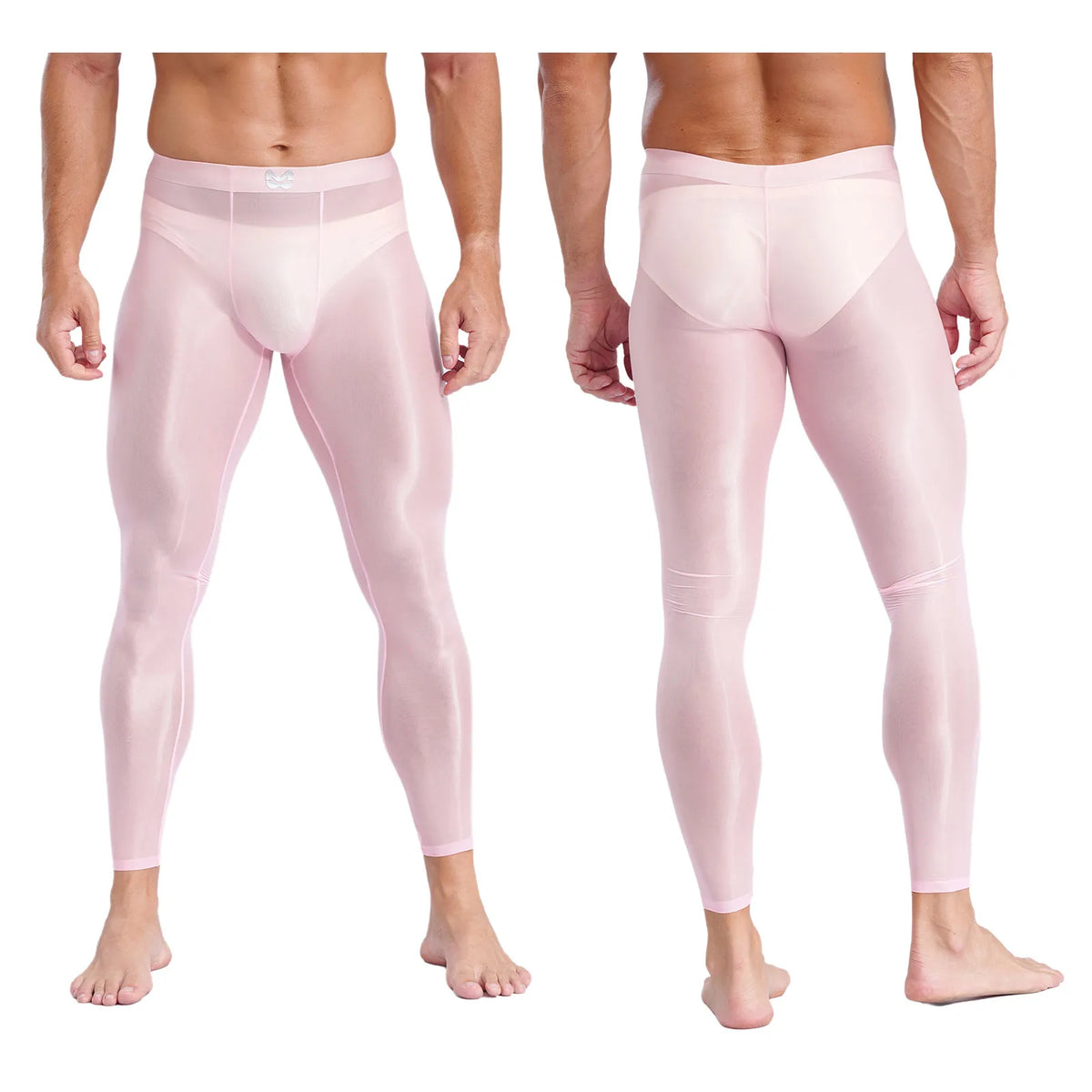Mens Stretchy Compression Pants Skinny Sweatpants See Through Bulge Pouch Tights Ice Silky Yoga Gym Fitness Leggings Underwear