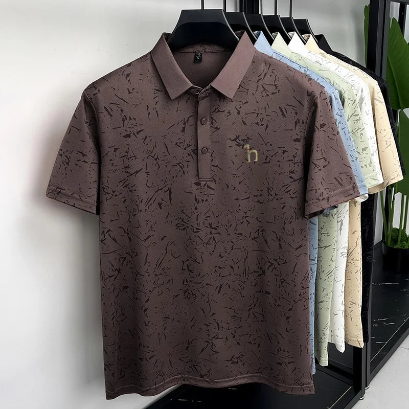 New Men's Casual Original Printed Polo Shirt Breathable Comfort Short Sleeve Lapel T-shirt High Quality Versatile Men's Clothing