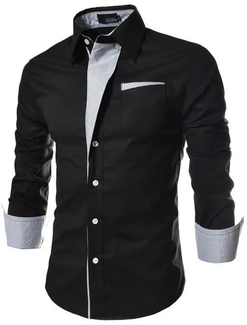 1pcs Men Long Sleeve Shirt Man Solid Color Thin Business Shirt Male Fashion Classic Basic Casual Shirt Coat Men's Slim Top M-3XL