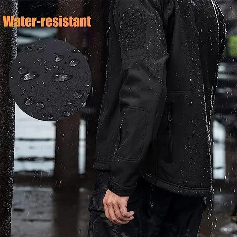 Turkey Flag Print Outdoor Military Tactical Shark Skin Man Coats Fleece Warm SoftShell Jackets for Men