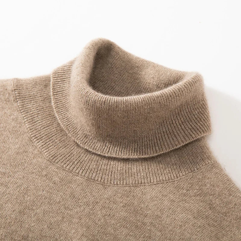 Turtleneck 100% Cashmere Sweater Men Pullover Knitwear Basic Style Autumn Winter Clothes High-end Soft Business Office Tops