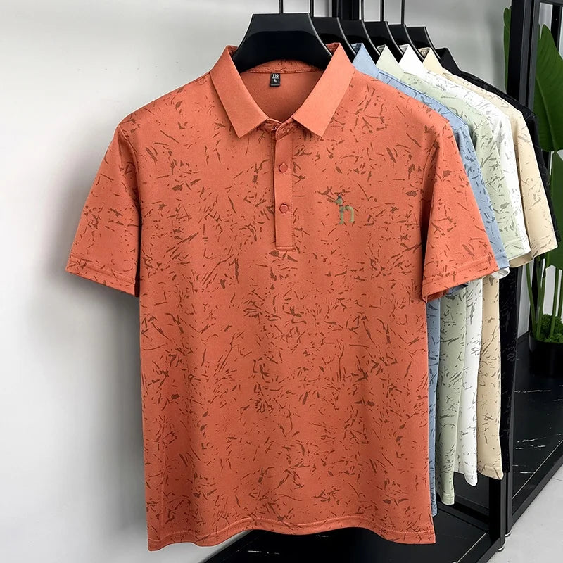 New Men's Casual Original Printed Polo Shirt Breathable Comfort Short Sleeve Lapel T-shirt High Quality Versatile Men's Clothing