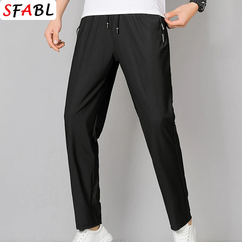 Summer Quick Dry Gym Fitness Men's Pants Breathable Running Jogging Sweatpants Trousers for Men Sports Pants Man Black Gray 3XL
