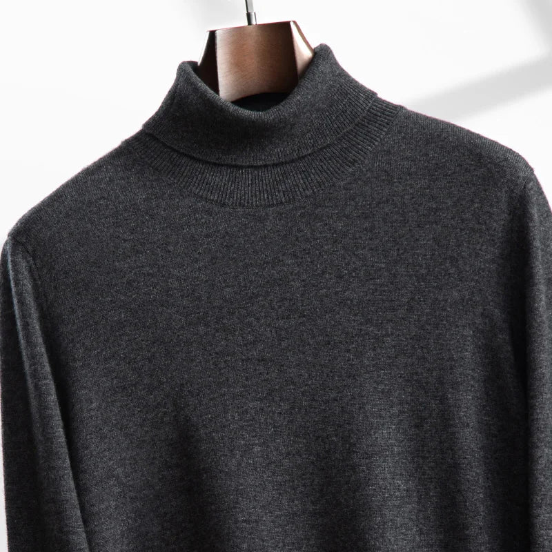 Turtleneck 100% Cashmere Sweater Men Pullover Knitwear Basic Style Autumn Winter Clothes High-end Soft Business Office Tops