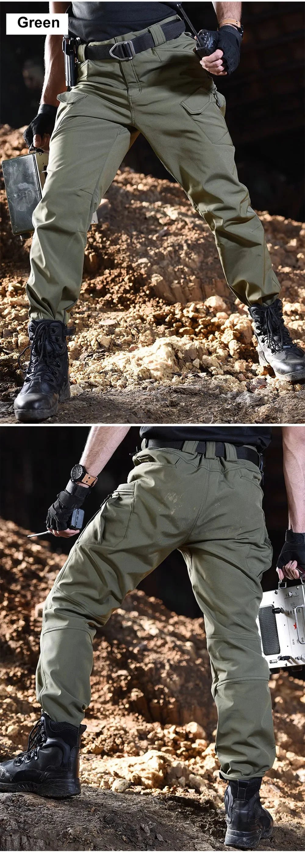 Men's Autumn Winter Softshell Elastic Camping Hiking Trekking Fishing Hunting Pants Outdoor Cycling Tactical Cargo Trousers