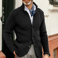 Luxury and fashionable men's sweater jacket slim fit suit stand up collar knitted sweater autumn and winter new cardigan men's
