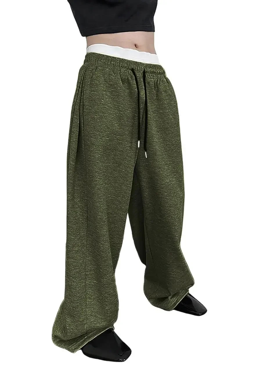 Y2k Harajuku Wide Leg Sweatpants Women Streetwear Baggy Oversize Gray Sports Pants High Waist Drawstring Casual Joggers Trousers
