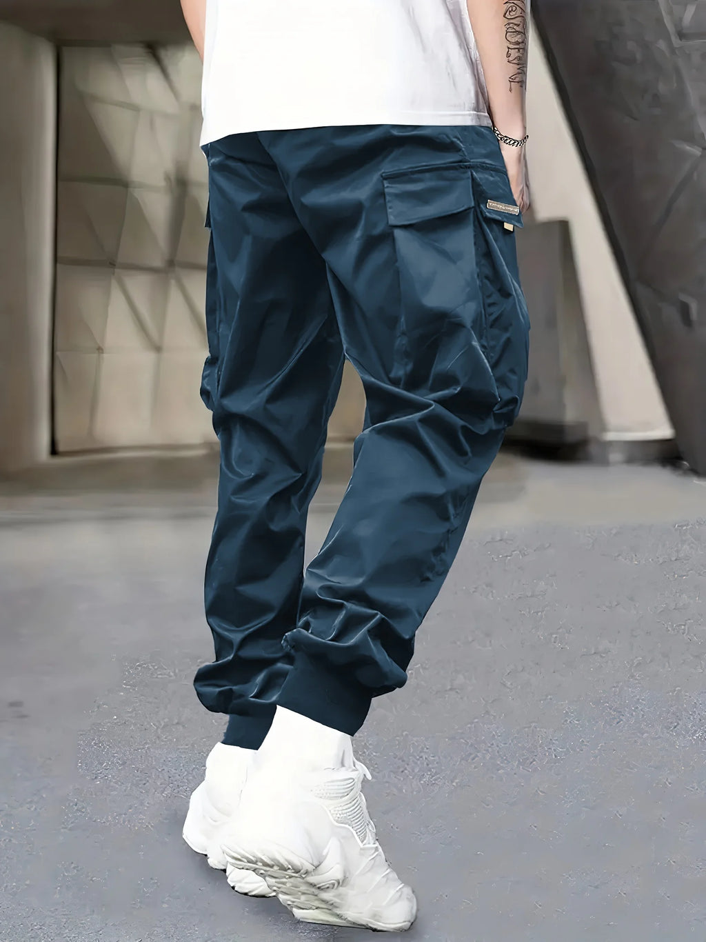 Men's Cargo Pants, Casual, Sporty, Outdoor, Large Pockets, Lightweight, Legging, Cropped Slacks 06B