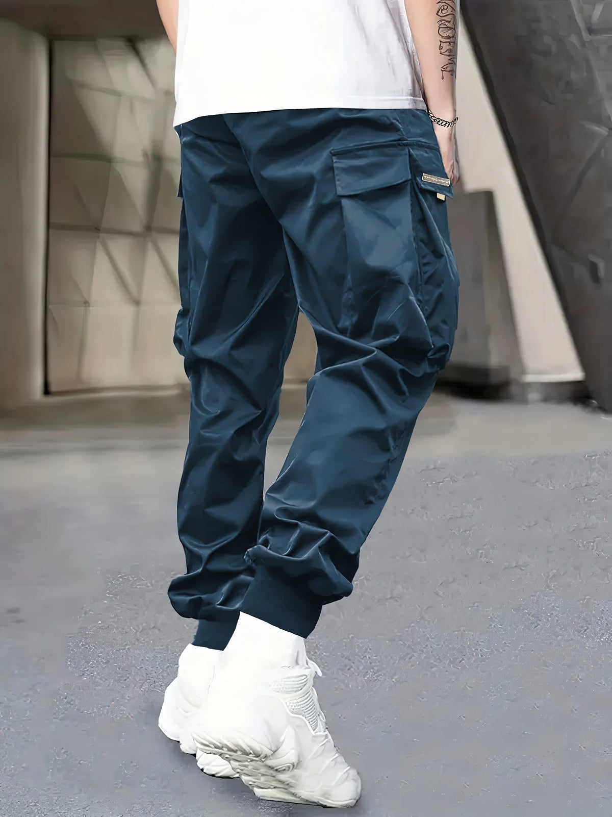 Men's Cargo Pants, Casual, Sporty, Outdoor, Large Pockets, Lightweight, Legging, Cropped Slacks 06B