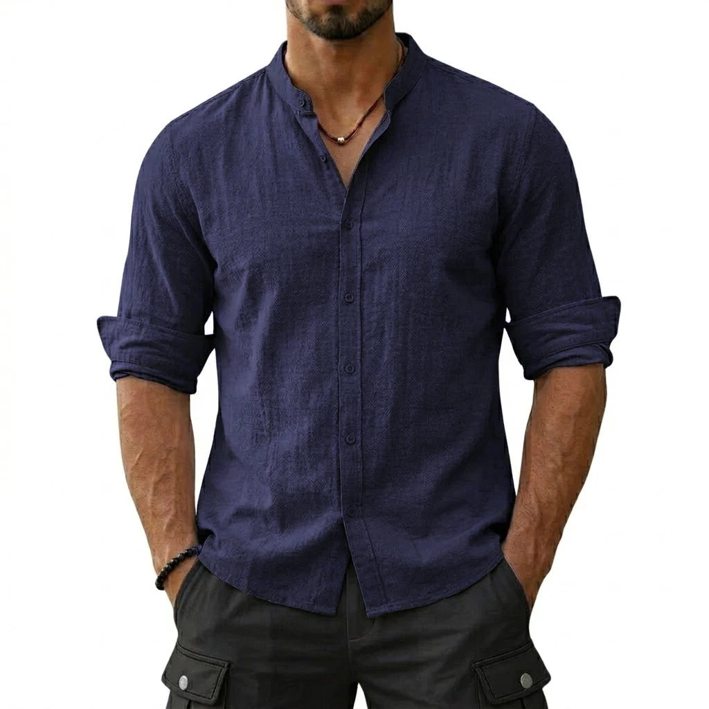 New Men's Cotton Linen Shirts for Men Casual Luxury Hawaiian Shirts Lightweight Long Sleeve Henley Beach Shirts T-Shirts for Men