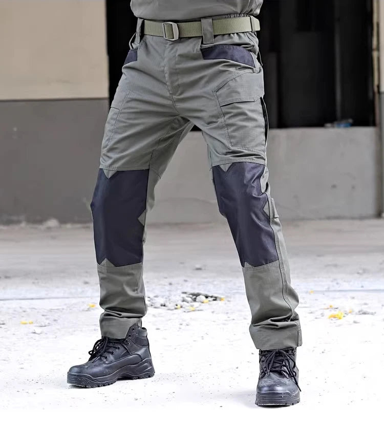Men's Loose Training Pants Outdoor Waterproof Slim Stretch Tactical Pants with Pockets Multi-functional Quick-drying Cargo Pants