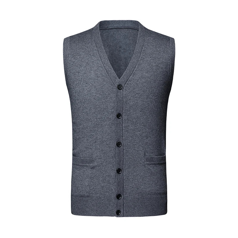 2026 High Quality New Autum Winter Fashion Brand V Neck Knit Korean Vest Christmas Sweater Men Woolen Casual Mens Clothes