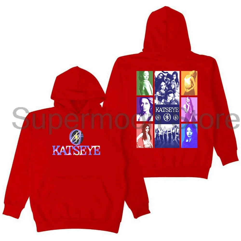 Kpop Katseye Merch Hoodie 2025 Beautiful Chaos Tour Long Sleeve Streetwear Men Women Hooded Sweatshirts