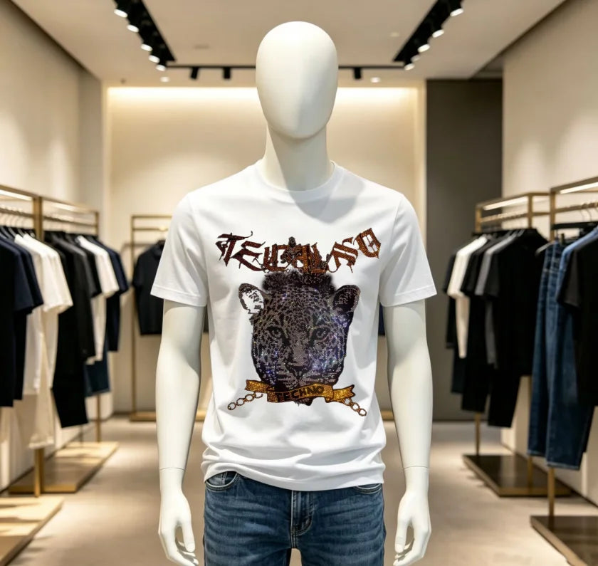High Quality Designer Streetwear Rhinestone T-Shirt For Men New Designer Top Brand Men Tshirts