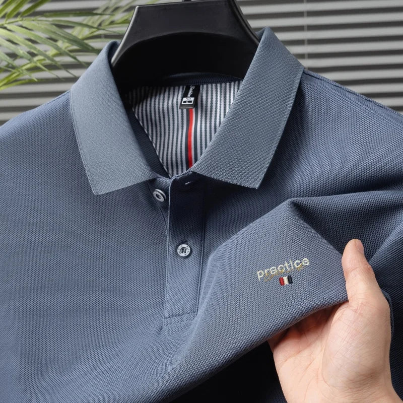 100% Pure Cotton Men's Classic Embroidered Polo Shirt Luxury Breathable Anti-wrinkle Cozy Short Sleeve Business Casual Golf Tee