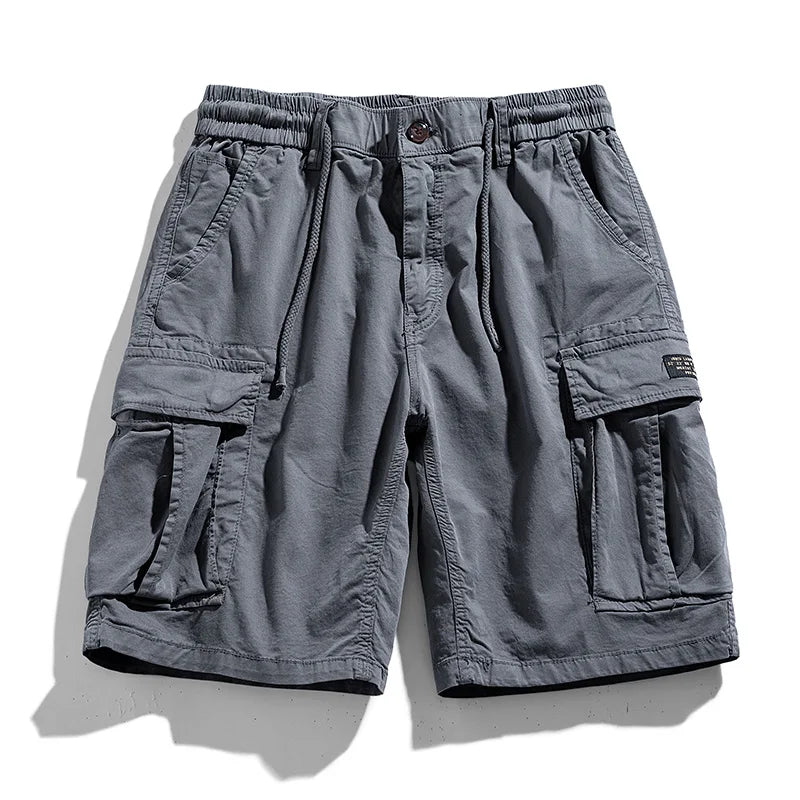 Summer Men Cargo Multi Pocket Shorts Men Casual Solid Elastic Waist Beach Short Spring Men Jogger Pants Shorts Male Dropshipping