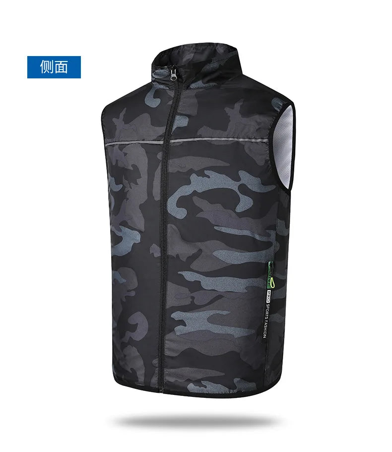 Summer Cooling Fan Vest Wearable Air Conditioner Sleeveless Jacket with USB Rechargeable Fans for Outdoor Tactical Fishing Work
