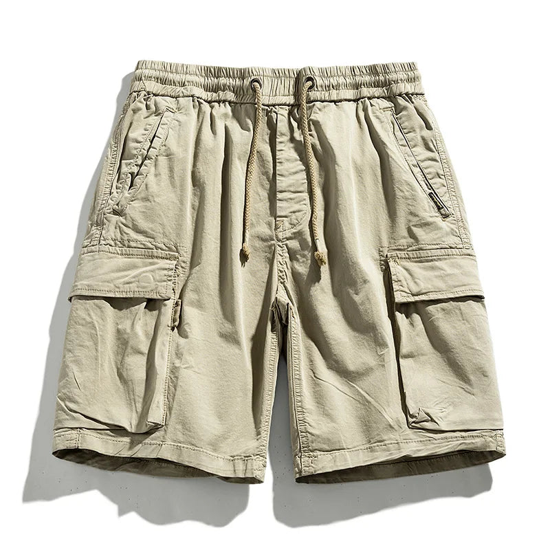 Summer Men Cargo Multi Pocket Shorts Men Casual Solid Elastic Waist Beach Short Spring Men Jogger Pants Shorts Male Dropshipping