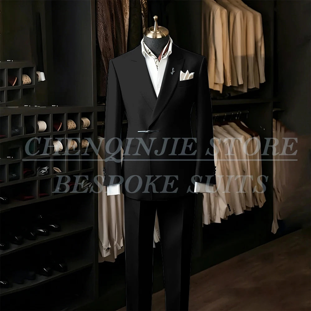 Bespoke White Men's Suits Male Clothing Fashion Wedding Regular Fit 2 Piece Jacket Pants Blazer High Quality Clothing Costume