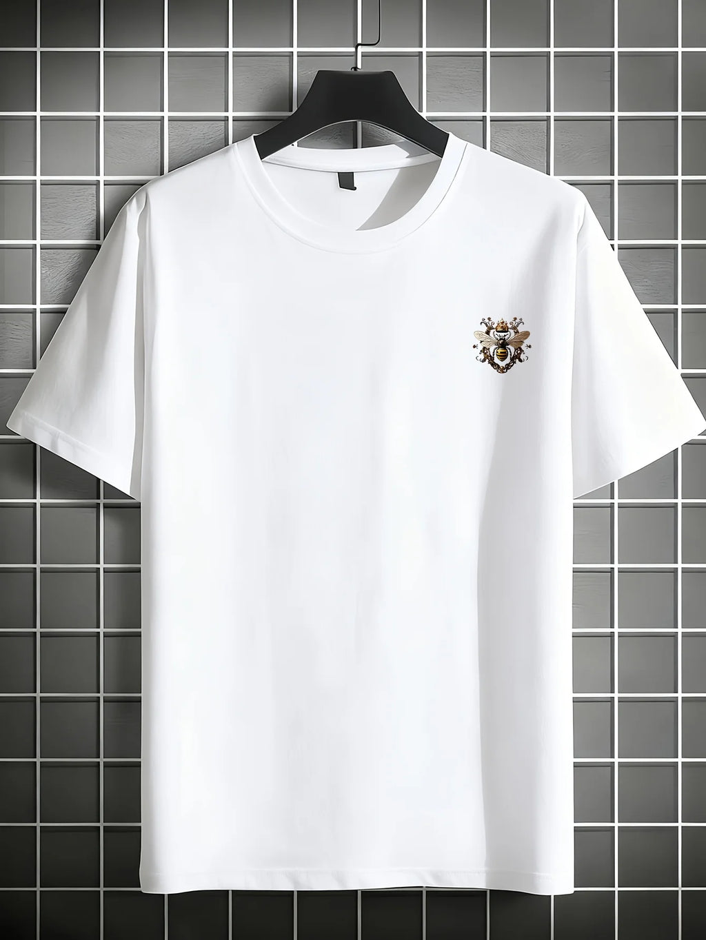 Ornate Royal Bee Print on Premium Soft 100% Cotton Mens T Shirt Perfect for Summer Outings and Casual Events