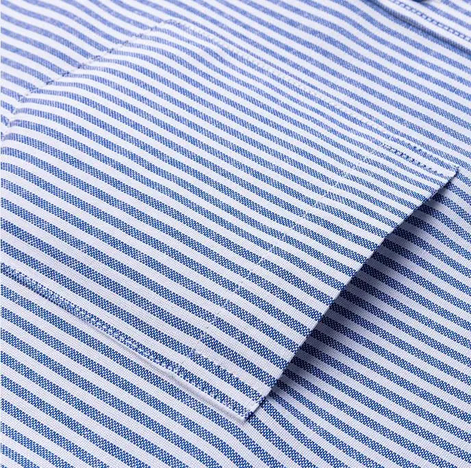 New Fashion Men's Oxford Shirts Long Sleeves Cotton Stripe Thin Soft Regular Fit Formal Shirt Pocket Social Blouse Male Clothing