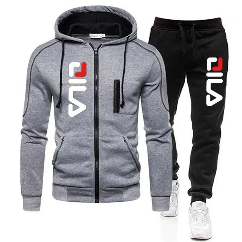 Fashion autumn/Winter men's casual suit,2025 new men's zipper jacket hooded jumper + sweatpants 2 sets, outdoor jogging jacket