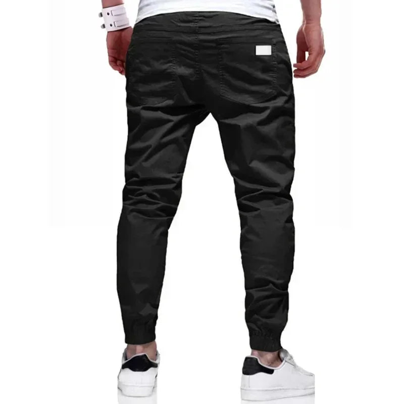 Spring Autumn New Cargo Pants Men's Fashion Sports Cargo Pants Solid Color Sweatpants Joggers Woven Pants Casual Male Trousers