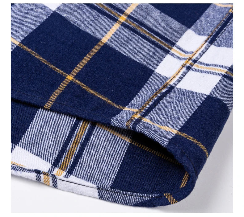 Cotton Plaid Casual Long Sleeve Shirts For Man M-11XL Plus Size Winter Warm Flannel Chic Clothes Business Smart Dress Shirts Top