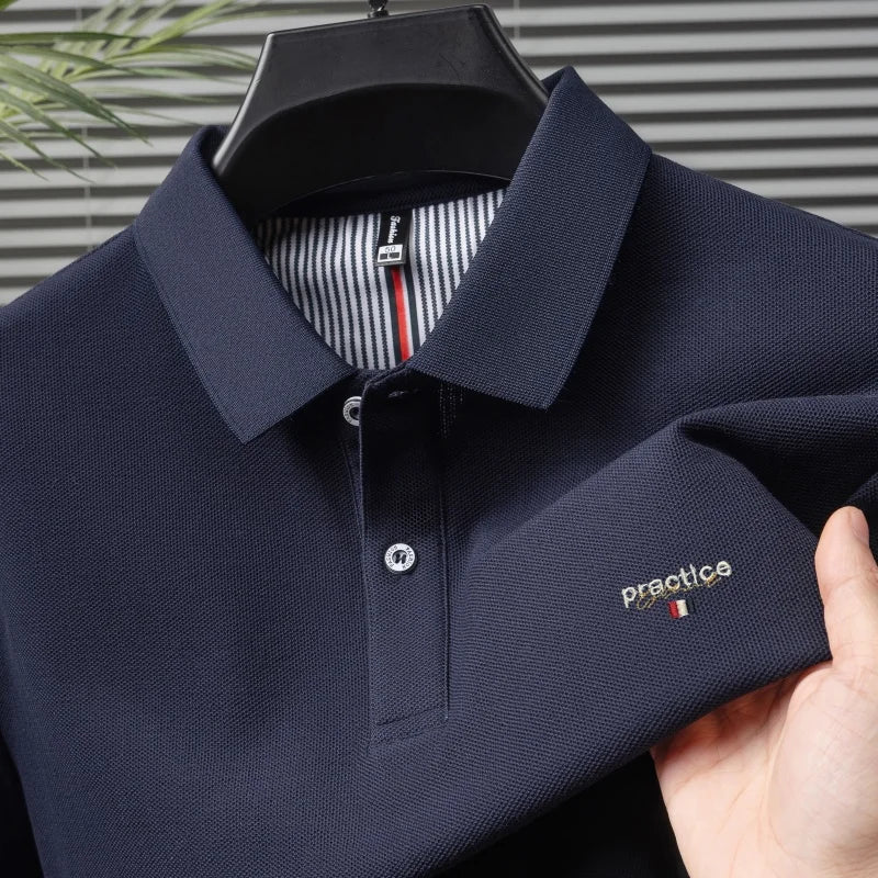 100% Pure Cotton Men's Classic Embroidered Polo Shirt Luxury Breathable Anti-wrinkle Cozy Short Sleeve Business Casual Golf Tee