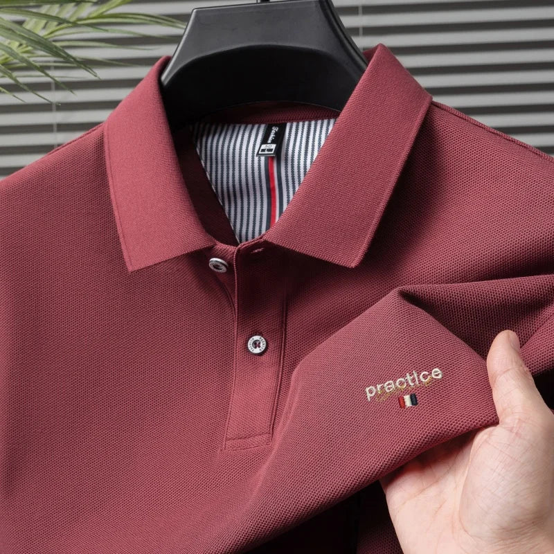 100% Pure Cotton Men's Classic Embroidered Polo Shirt Luxury Breathable Anti-wrinkle Cozy Short Sleeve Business Casual Golf Tee