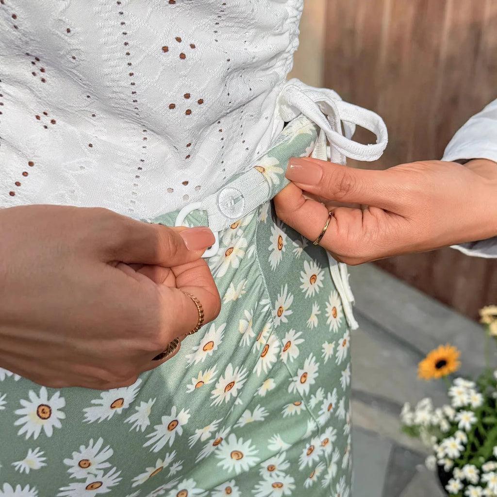 Pregnant Women Floral Print Skirt Maternity Adjustable Waist Side Split Skirts New 2026 Spring Summer Casual Pregnancy Clothing