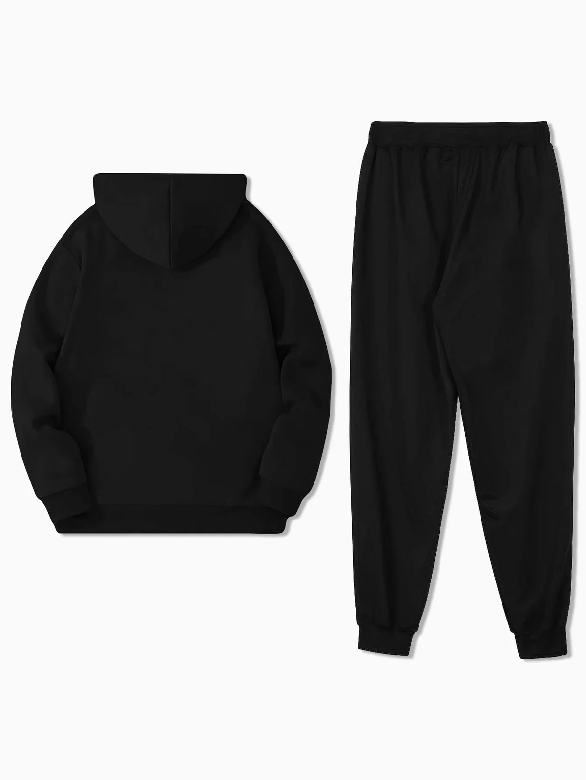 Men's autumn and winter casual fashion warm American flag USA pattern print loose plush thick hooded sweatshirt+sweatpants set