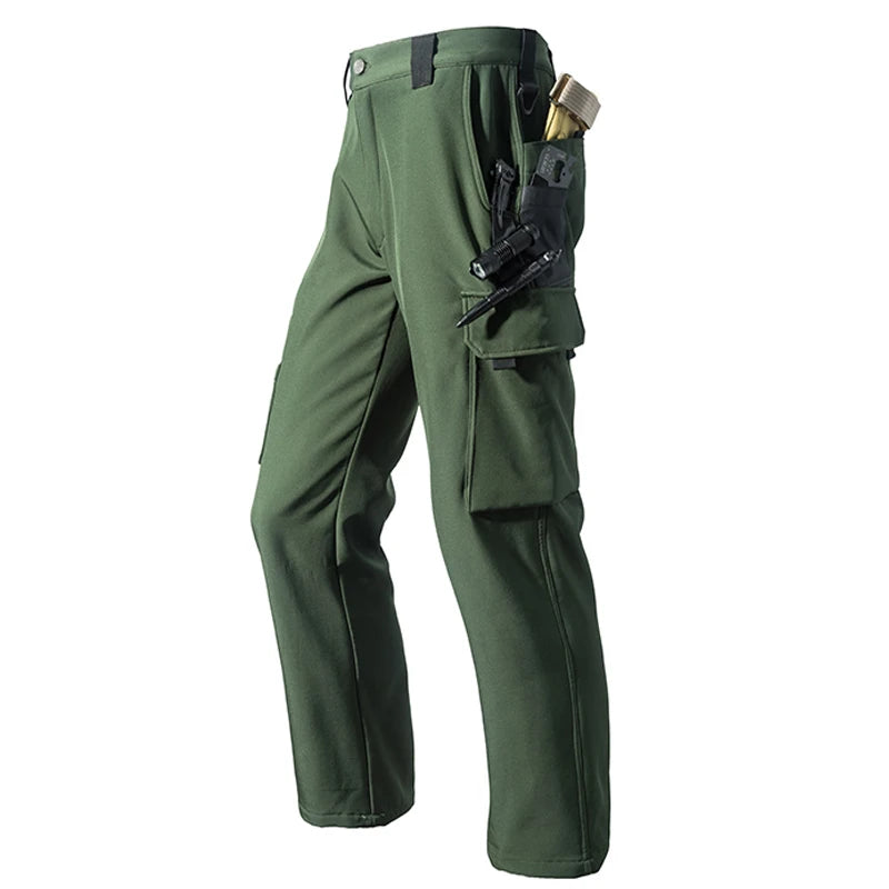 Men Winter Autumn Fleece Waterproof Cargo Pants Hiking Camping Softshell Climbing Casual Warm Tactical Military Combat Trousers