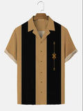 Stripes Simple Casual Dress Shirts European Size Men's Hawaiian Fashion Short Sleeve Loose Breathable Top Button Summer
