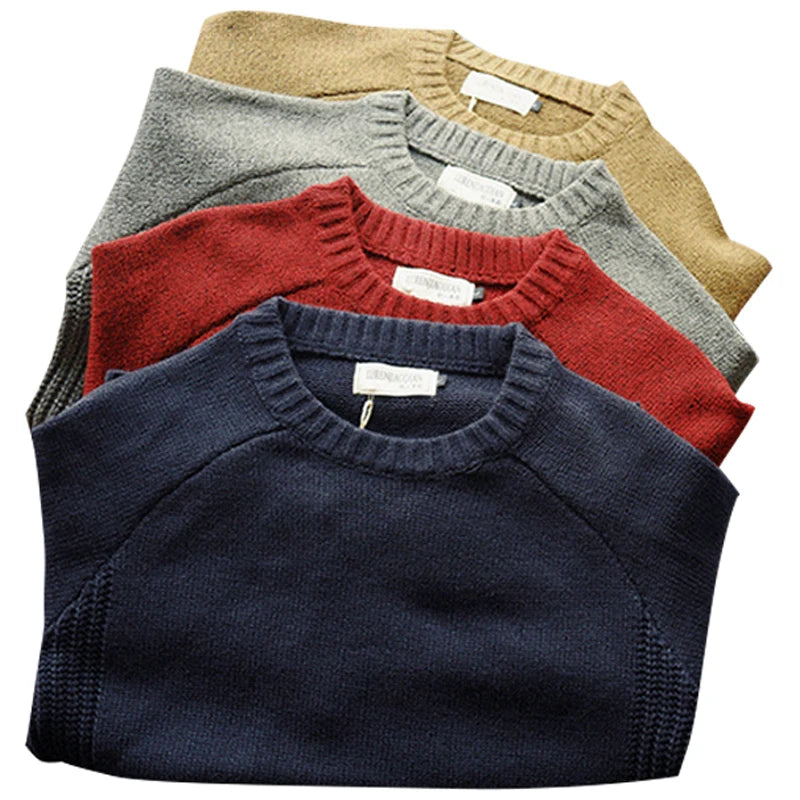 New Men Pullover Sweater Autumn Fashion Casual Loose Thick O Neck Wool Knitted Oversize Harajuku Streetwear Knitwear