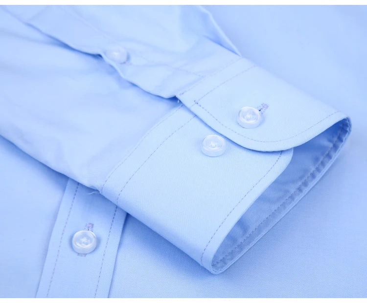 Men's Business Dress Shirts Bamboo Fiber Blend Long Sleeve Solid Color Work Shirt with Lapel Collar Regular Fit for All Seasons