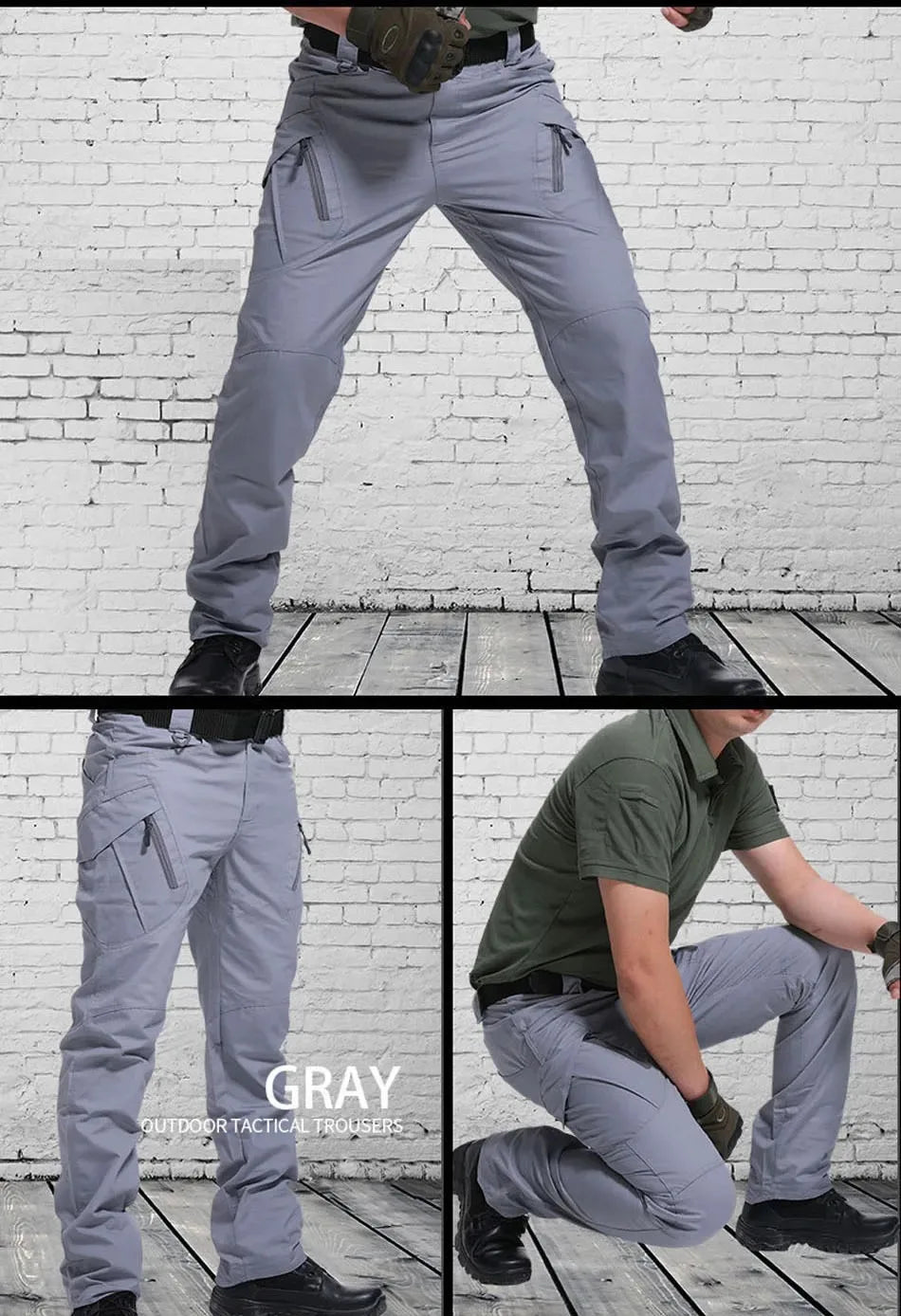 Classic Men's Tactical Pants Multi-Pocket Solid Color Stretch Slimming Outdoor Pants Spring & Autumn Casual Jogging Pants