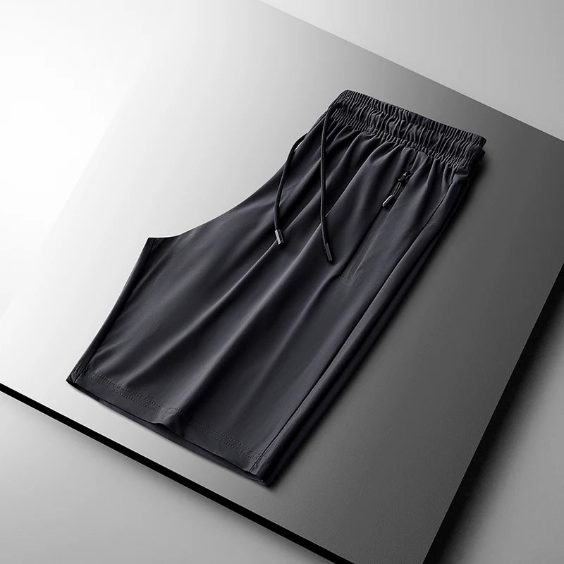Men's Ice Silk Casual Shorts Summer Thin Quick Dry Breathable Sports 5-inch Pants Loose Plus Size Running Outdoor Beach Shorts
