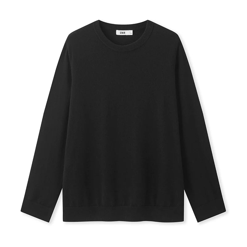 Semir Sweater Men 2024 Winter New Machine-Washable Base Wool Sweater Solid Color Inner Wear Simple Versatile Pullover