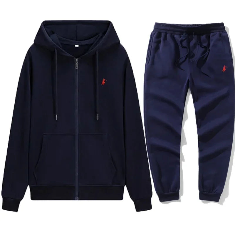 New Men's Fashion Classic Hoodie and Sweatpants Set, Suitable for Autumn and Winter, for Leisure, Fitness and Warmth