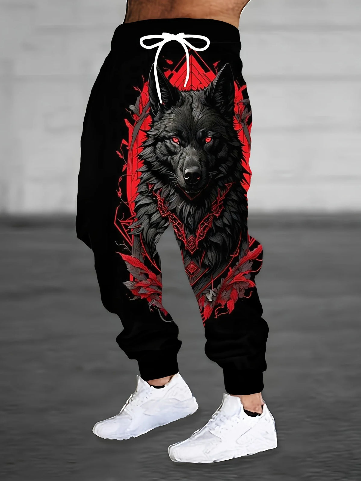 Animal Wolf Printed Men's Side Pockets Elastic Drawstring Sweatpants Joggers Pants Casual Trousers Outdoor Street Fall Winter