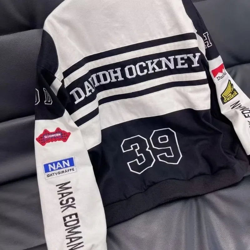 New Embroidery Motorcycle Racing Jacket for Men Women Spring Autumn Long Sleeve American Bombers Baseball Coat Hip Hop Costume