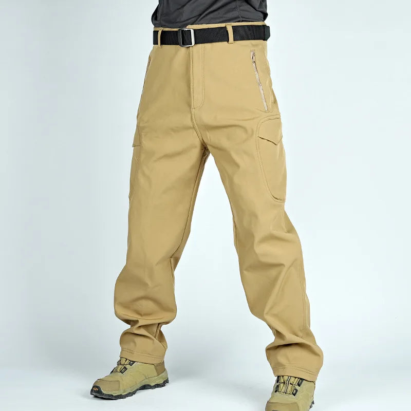 Men's Autumn Winter Softshell Elastic Camping Hiking Trekking Fishing Hunting Pants Outdoor Cycling Tactical Cargo Trousers