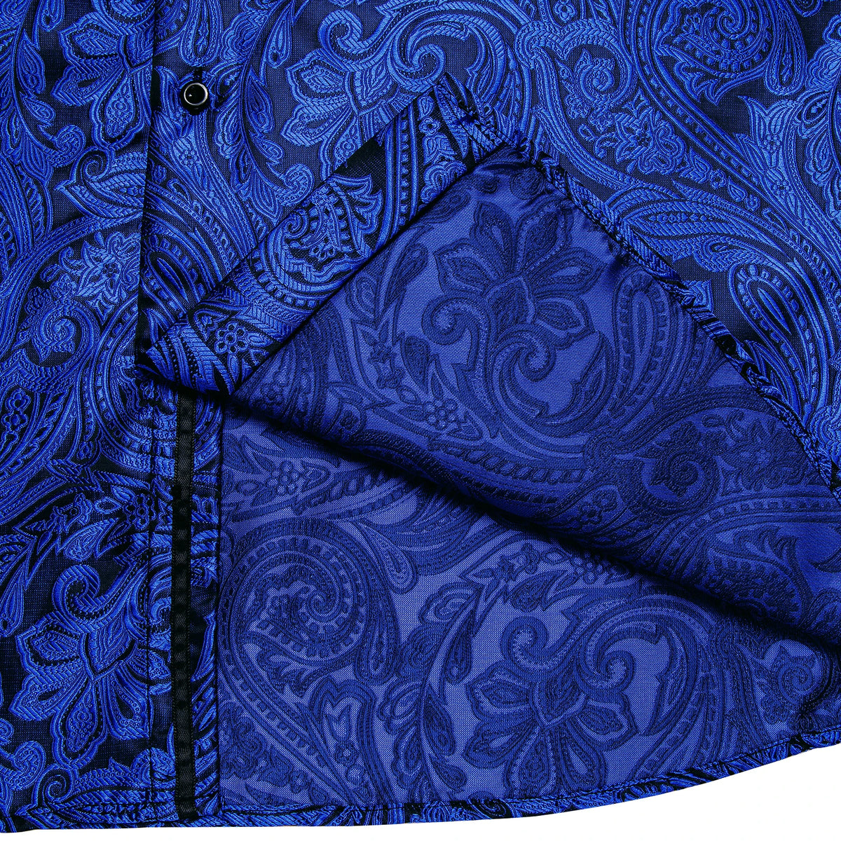 Brand New Men's Royal Blue Business Shirts Luxury Fashion Paisley Long Sleeve Turn-Down Collar Social Shirt Male Casual Blouse